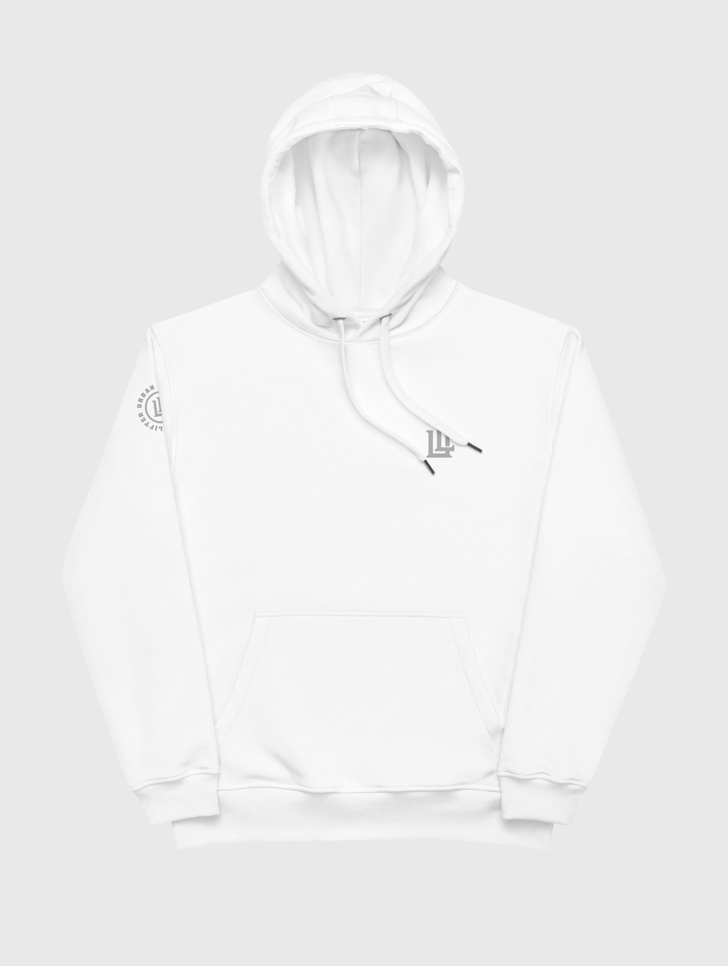 Men’s white oversized gym hoodie – a clean and bold pump cover for workouts.