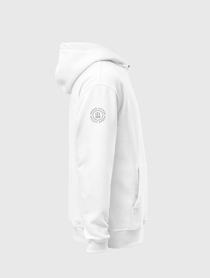 Heavyweight white hoodie – perfect for gym warm-ups and streetwear layering